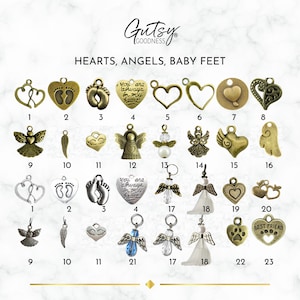 Hearts and Angel Wings Themed Charms You Can Add to Your Gutsy Goodness Pendant Necklace or Keychain, Antique Bronze image 1