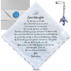 Something Blue For Bride - Bridal Handkerchief Gift Set With Angel Charm From Maid Of Honor, Wedding Gift For Bride From Bridesmaid