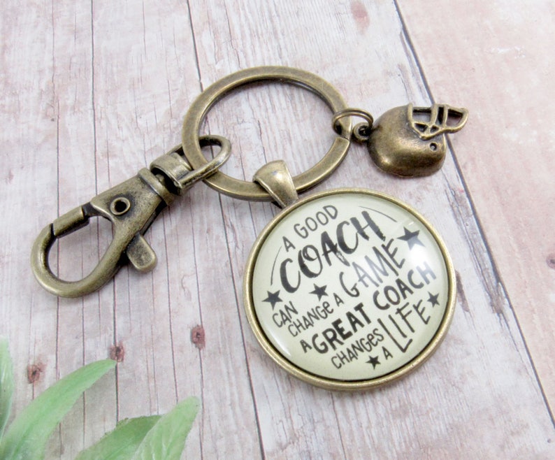 Football Coaching Keychain A Great Coach Changes a Life Bronze Etsy