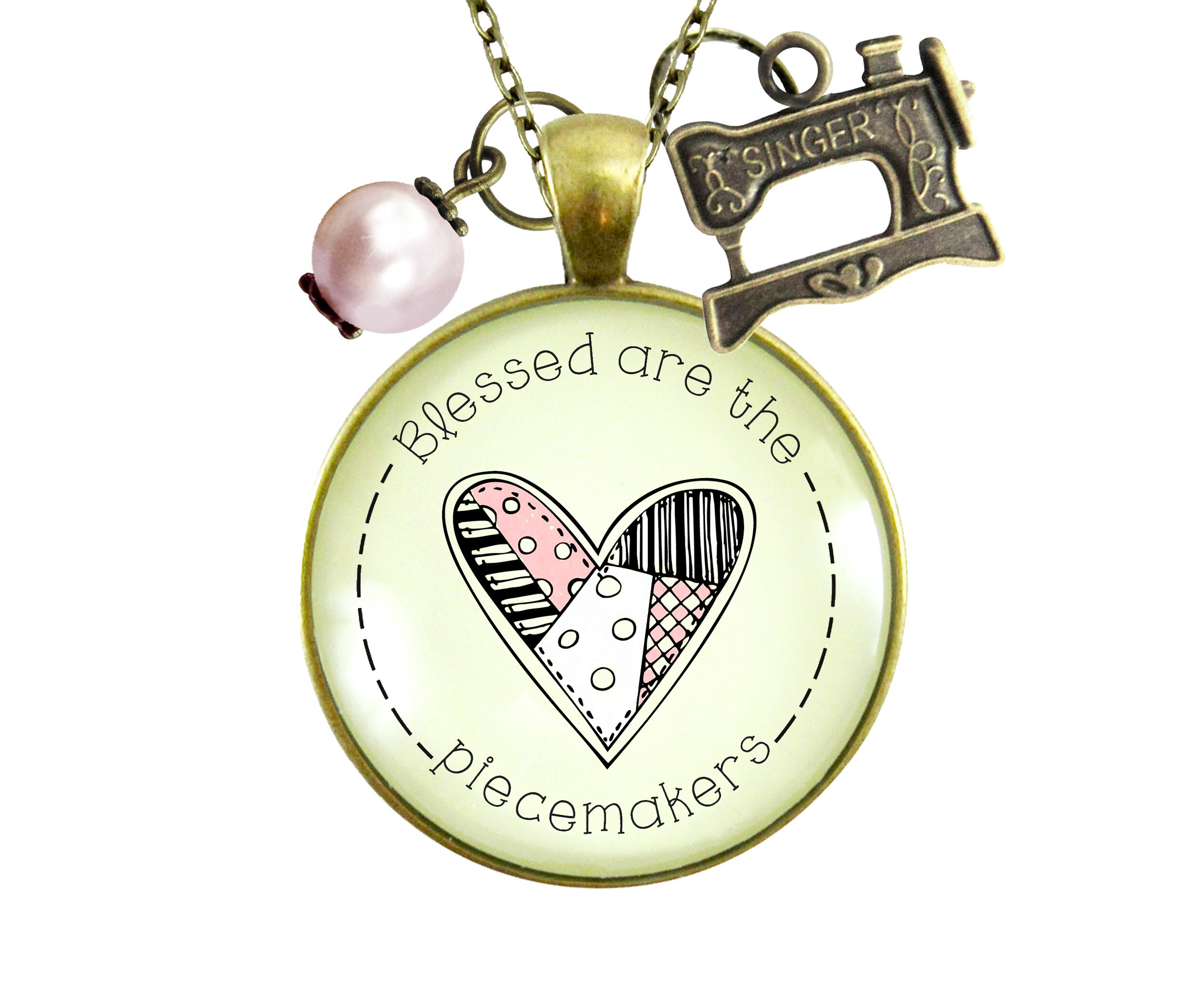 Quilter Seamstress Necklace | Keychain Faith Gift Blessed are the Pie…