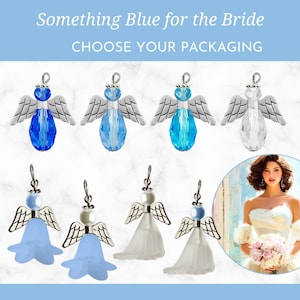 Something Blue Wedding Angels Traditional Bridal Shower Gift For Bride Unique Handmade Charm Pin Dress Shower Memory Something New Borrowed