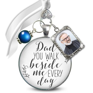 Bridal Bouquet Memorial Charm, Photo Memorial Charm for Bride, Double Sided Wedding Charm, Custom Photo & Text, Dad Memorial