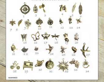 Nature Charms You Can Add to Your Gutsy Goodness Pendant Necklace or Keychain, Antique Bronze