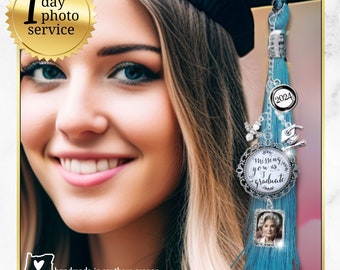 Graduation Cap Hat Tassel Memorial Photo Charm Lace Filigree Personalize Missing You Pendant Silver Memory Picture Frame 2024 Gift Box Card