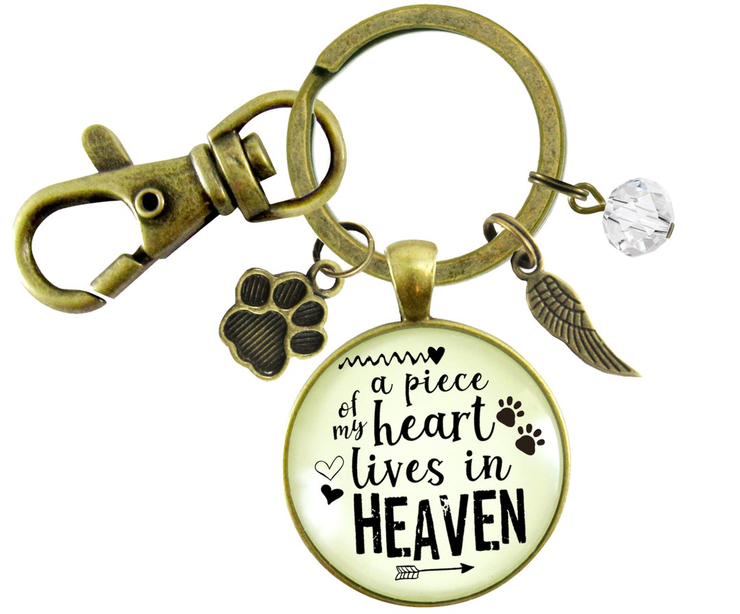 Gutsy Goodness Pet Memorial Keychain A Piece of My Heart Gift Angel