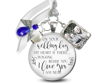 Gutsy Goodness Bouquet Charm On Your Wedding Day I/We Love You White Silver Handmade Memory Photo Picture Frame Wedding Jewelry Bridal Gift