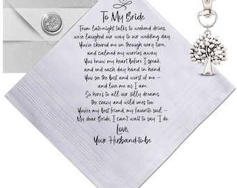 Groom Handkerchief From the Bride | On Our Wedding Day Poem | Sentimental Gift Your Wife to Be Loved You, Card, Keychain, Elegant Envelope