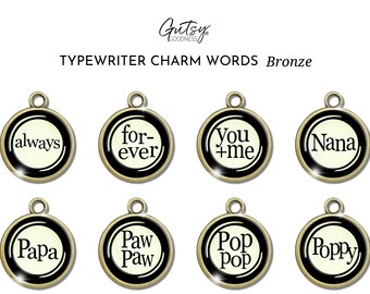 Typewriter Charms Vintage Style Glass Pendant Personalization for Jewelry Bronze & Silver