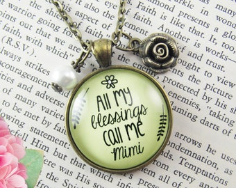 Gutsy Goodness 24" Mimi Necklace All My Blessings Gift Quote Womens Grandma Jewelry