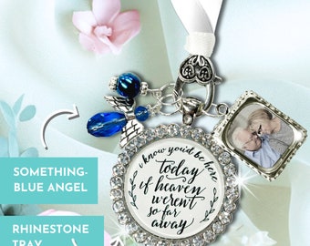 ADD ON Wedding Memorial Bouquet Charm Rhinestone Tray | Add to Cart w/ Bridal Floral Pendant Quote, Extra Bling Glam for Photo Frame Jewelry