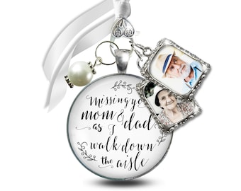 Gutsy Goodness Bouquet Charm Mom Dad Parents Of Bride Wedding White Silver Tone Memory 2 Photo Frame Sentiment Keepsake Gift For The Bride