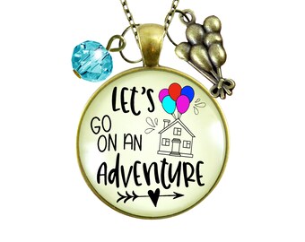 Valentine's Day Let's Go on an Adventure Necklace Balloon House Trip Charm Jewelry Gift For Bestie BFF Unbiological Sister Girlfriend