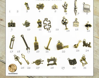 Household Items Charms You Can Add to Your Gutsy Goodness Pendant Necklace or Keychain, Antique Bronze