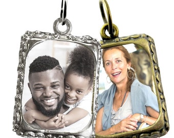 Photo Frame Charm for Picture Attach to Wedding Bouquet Memory Charm, Necklace, Keychain for Personalized Jewelry Making Bronze or Silver