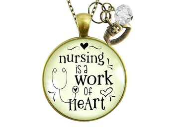 Gutsy Goodness Nurse Necklace Nursing Work Heart Medical Womens Charm Jewelry Thoughtful Thank You Gift For RN LPN CNA Mom Daughter