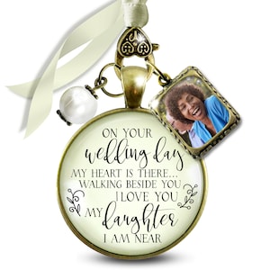 Bridal Bouquet Charm On Your Wedding Day Remembrance Of Mom Or Dad For Daughter Memorial Photo Pendant In Loving Memory Of Family Jewelry
