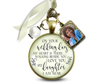 Bridal Bouquet Charm On Your Wedding Day Remembrance Of Mom Or Dad For Daughter Memorial Photo Pendant In Loving Memory Of Family Jewelry