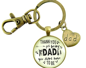 Gutsy Goodness Step Dad Keychain Thank You For Being The Dad Gift Adoptive Father Key Ring Mens Heartfelt Gift Rustic Key Fob For Him