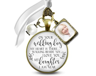 Gutsy Goodness Bouquet Charm On Your Wedding Day Of Mom Dad White Bridal Memorial Photo Frame Bereavement Keepsake Gift For The Bride