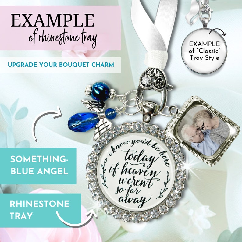 Gutsy Goodness Bouquet Charm On Your Wedding Day Mom Dad Grandma Grandpa White Silver Blue Memorial Photo Frame Keepsake Gift For The Bride image 4