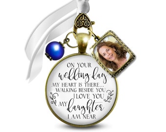 Gutsy Goodness Bouquet Charm On Your Wedding Day Mom Dad White Blue Bridal Photo Memorial Frame Bereavement Keepsake Gift For The Bride