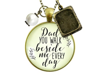Gutsy Goodness Remembrance Necklace Dad You Walk Memorial Photo Charm Womens Jewelry Bereavement Keepsake For Her Thinking Of You