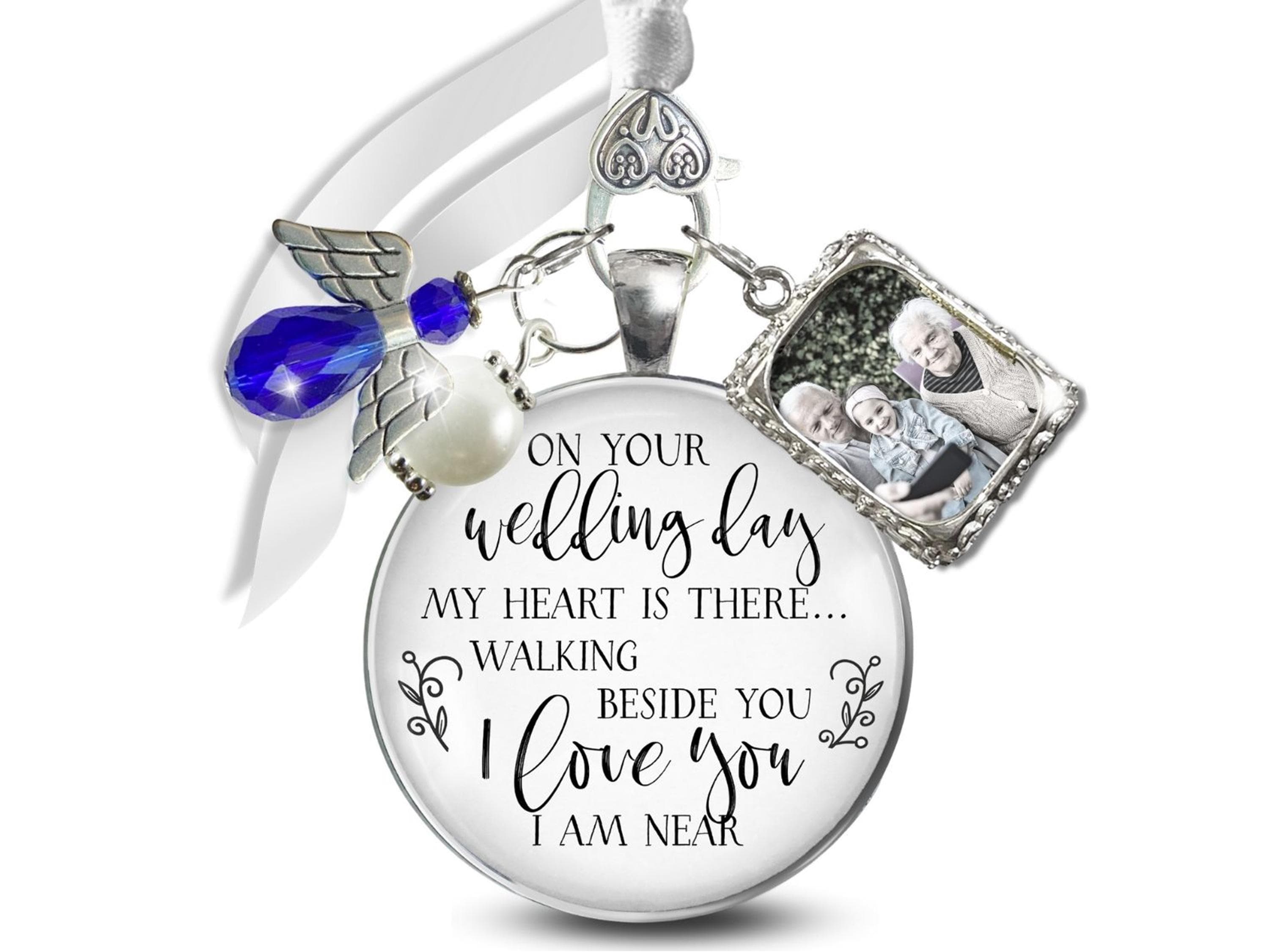 Gutsy Goodness Bouquet Charm On Your Wedding Day I/We Love You White Silver Handmade Memory Photo Picture Frame Wedding Jewelry Bridal Gift