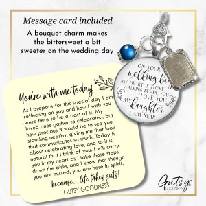 Gutsy Goodness Bouquet Charm On Your Wedding Day Mom Dad Grandma Grandpa White Silver Blue Memorial Photo Frame Keepsake Gift For The Bride image 2