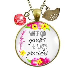 Gutsy Goodness Faith Saying Necklace Where God Guides Inspire Christian Jewelry Women of Faith Godly Gift For Her Mother Daughter Grandma