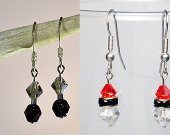 BOGO Simple Dangle Earrings Silver Crystals Earrings Swarovski Sterling Silver Jewelry Unique One of a Kind OOAK Dawgs University of Georgia