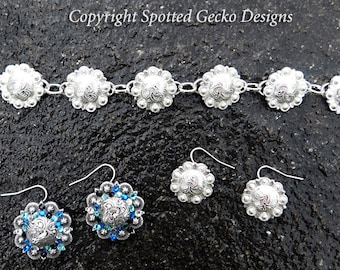 Concho Bracelets Concho Jewelry Copper Jewelry UGA Dawgs Atlanta Hawks Swarovski Crystals Toggle Clasp Silver Handmade One of a Kind Unique