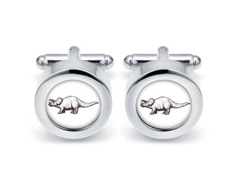 Elegant cufflinks TRICERATOPS t-rex gift for man, wedding cufflinks, cufflinks for groom, groomsmen gift, funny cufflinks with a dinosaur