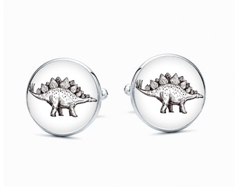 CUFFLINKS STEGOSAURUS gift for him dinosaur cufflinks funny present for the dinosaur fan