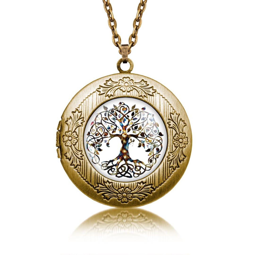 Tree of Life Locket Necklace Nature Symbol Vintage Oval Pendant Boho ...