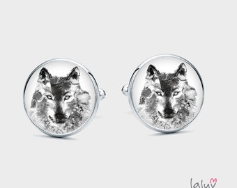 Manschettenknöpfe WOLF, Geschenk für Mann, Hochzeit Manschettenknöpfe, lustige Manschettenknöpfe, Manschettenknöpfe für Tiere