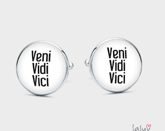 Cufflinks VENI VIDI VICI, gift for a man, wedding cufflinks, cufflinks for groom, groomsmen gift, funny cufflinks, cufflinks with a quote