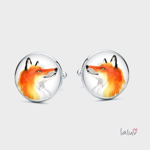 Cufflinks FOX, gift for a man, wedding cufflinks, cufflinks for groom, groomsmen gift, funny cufflinks, animal cufflinks image 1