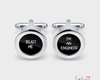 Gemelos elegantes INGENIERO, regalo para hombre, gemelos de boda, gemelos para novio, regalo para padrinos de boda, gemelos divertidos