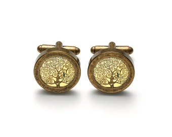 Elegant cufflinks TREE OF LIFE Gustav Klimt gift for man, wedding cufflinks, cufflinks for groom, groomsmen gift funny cufflinks