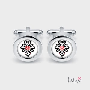 Elegant cufflinks PARZENICA gift for man, wedding cufflinks, cufflinks for groom, groomsmen gift, funny cufflinks, polish folk art cufflinks image 1