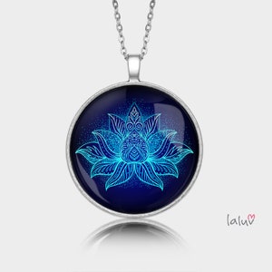 Medallion round FLOWER OF LOTUS, gift for her, jewelry with oriental pattern, with my own graphics, oriental gadget, necklace with mandala