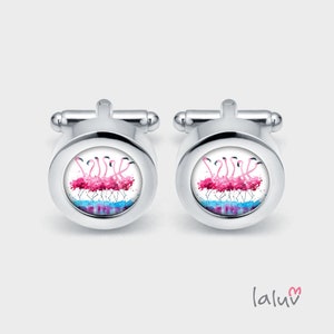 Elegant cufflinks FLAMINGOS gift for a man, wedding cufflinks, cufflinks for groom, groomsmen gift, funny cufflinks, animal cufflinks