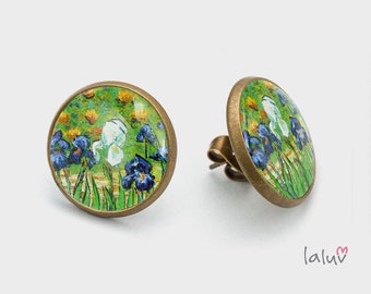 Stick earrings IRISES VAN GOGH