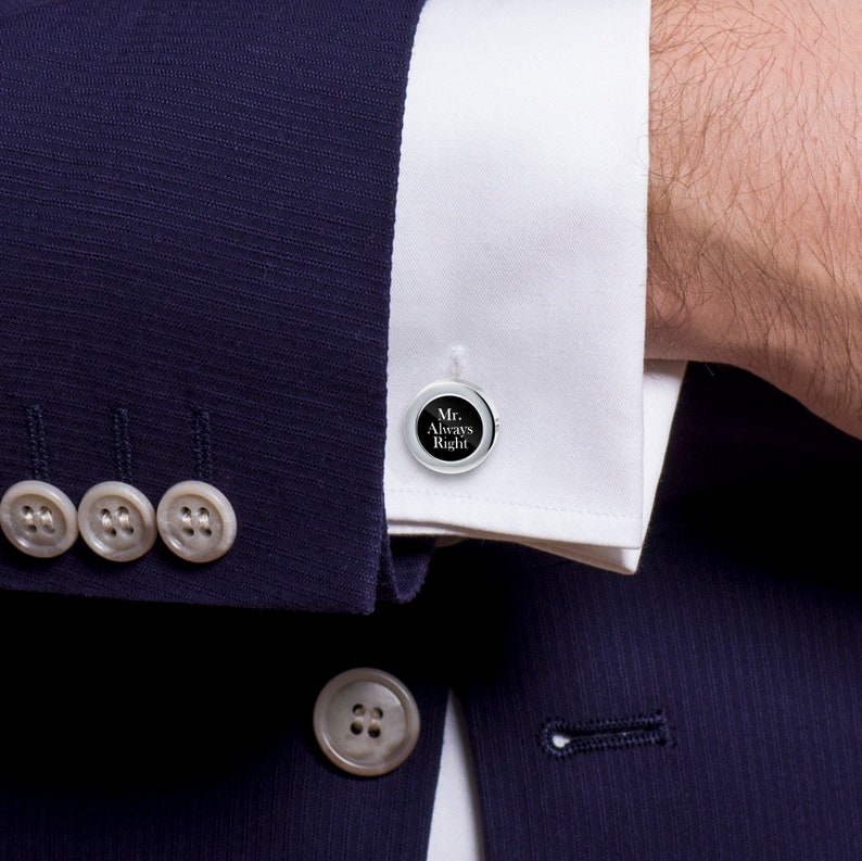 Elegant cufflinks MR. RIGHT, gift for a man, wedding cufflinks, cufflinks for groom, funny cufflinks, gift for him image 3