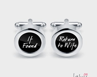 Wedding cufflinks RETURN TO WIFE, gift for a man, wedding cufflinks, cufflinks for groom, groomsmen gift, funny cufflinks, funny lettering