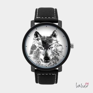 Men's watch with graphic WOLF image 1