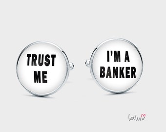 Cufflinks BANKER, gift for a man, wedding cufflinks, cufflinks for groom, groomsmen gift, funny cufflinks