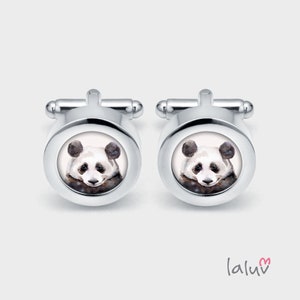 Elegant cufflinks PANDA, gift for a man, wedding cufflinks, cufflinks for groom, groomsmen gift, funny cufflinks, animal cufflinks