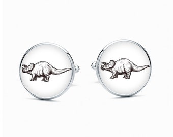 CUFFLINKS TRICERATOPS gift for him dinosaur cufflinks funny present for the dinosaur fan