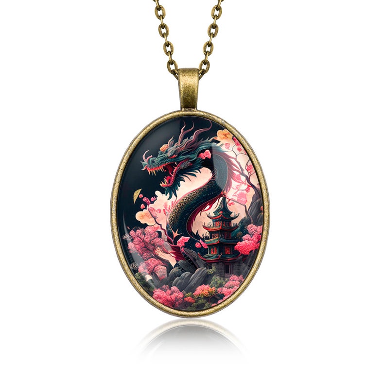 Oriental medallion Chinese Dragon gift for girlfriend wife exotic zdjęcie 1